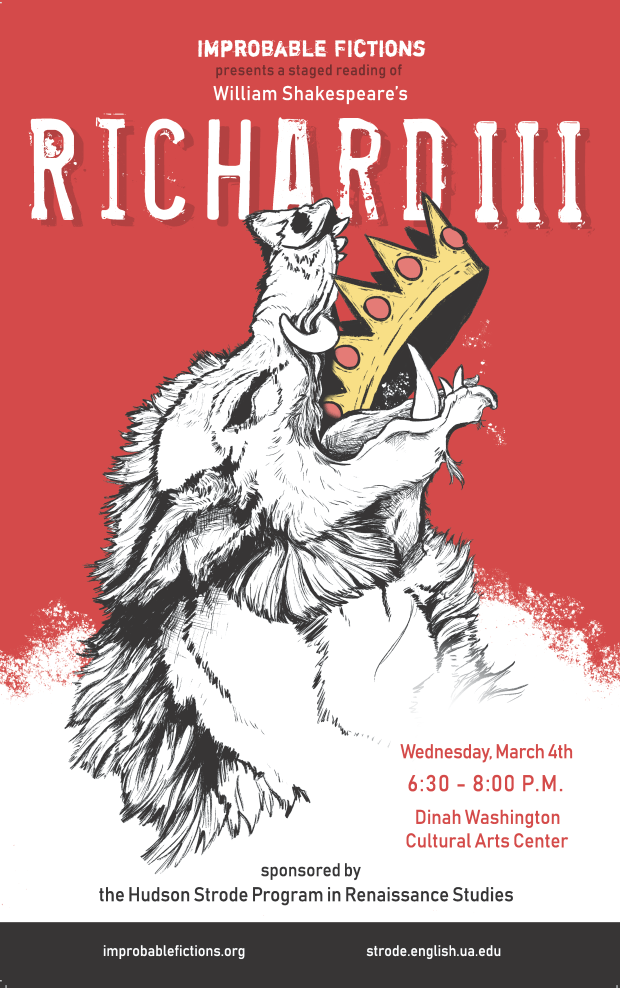 Image of a boar eating a crown with the words "Richard III" in the background